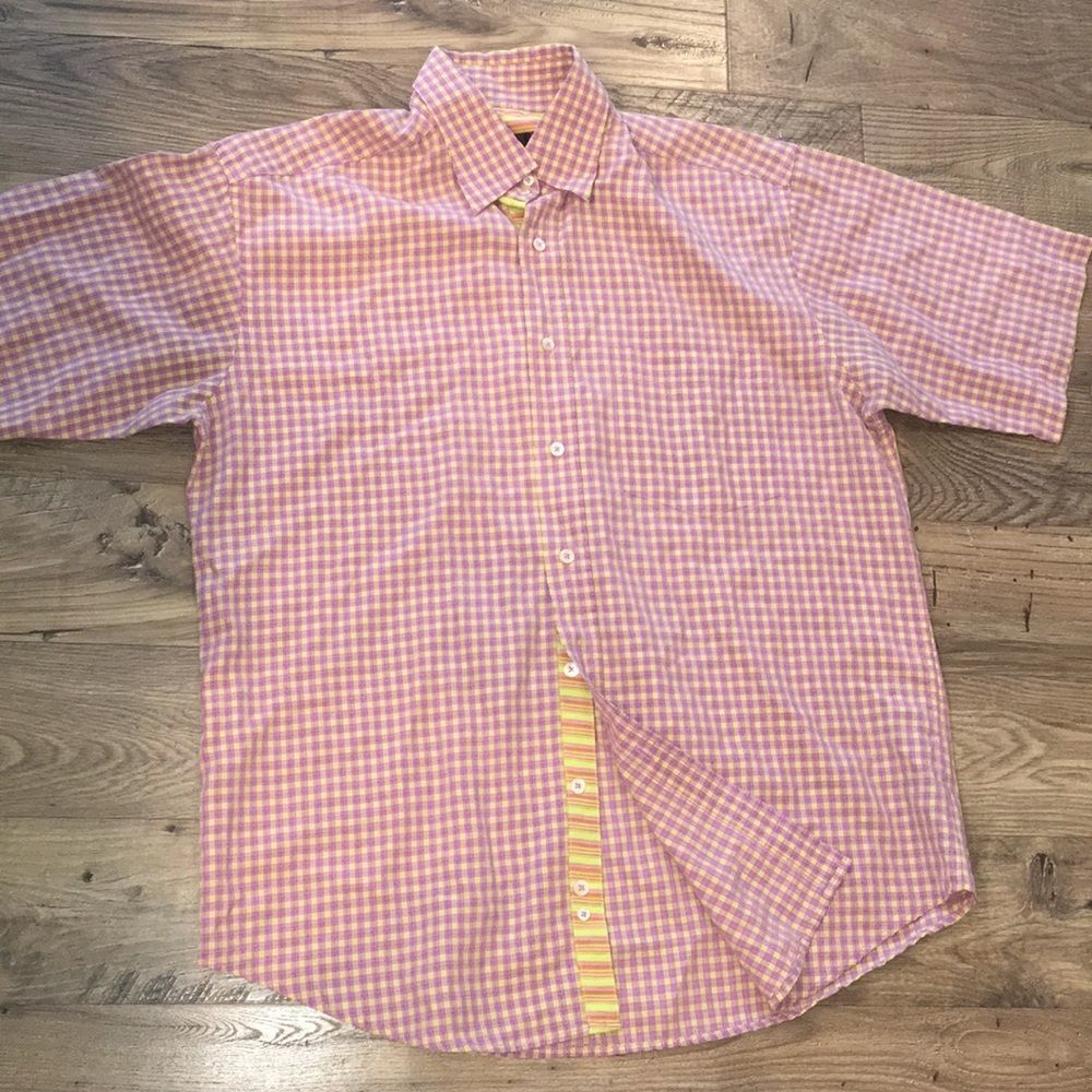 Bugatchi Uomo Gold Lt Purple SS casual shirt M